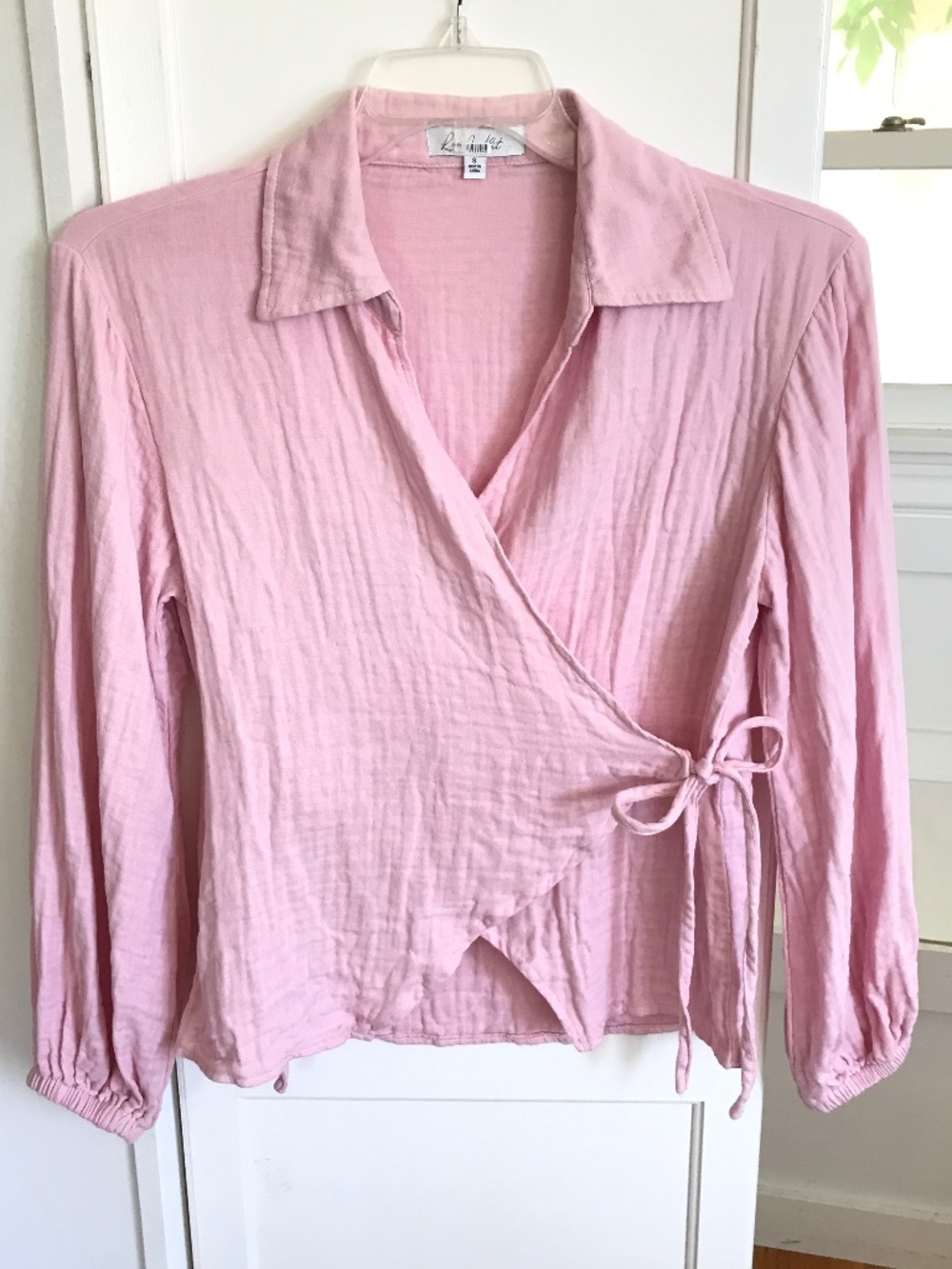 LOVE, WHIT by Whitney Port Cotton Wrap Blouse Pink Top Women’s Size Small